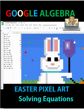 Preview of Algebra Easter Math Activity Pixel Art Google Spring
