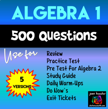 Preview of Algebra 1 Review Packets EOC with 500 questions and 5 Unique Tests