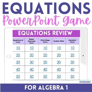 Preview of Algebra Equations PowerPoint Review Math Game