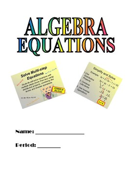 Preview of ALGEBRA - EQUATIONS - 23 PRACTICE PAGES AND KEYS