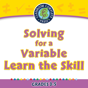 Preview of Algebra: Equations - Solving for a Variable - Learn the Skill - NOTEBOOK Gr. 3-5