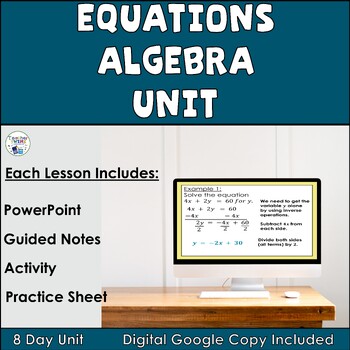 Preview of Algebra Equations Unit-Multi-Step-Literal Equation-Absolute Value Equation