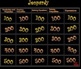 Algebra Equations and Inequalities SmartBoard Jeopardy