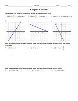 Algebra Essentials Chapter 5 Review Worksheet (DOCX & PDF) | TPT