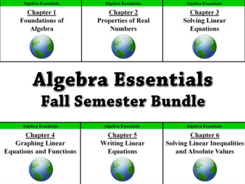 Preview of Algebra Essentials - Fall Semester (Ch 1-6) Complete Bundle - 55 PPTs + 80 items