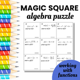 Algebra Evaluating Functions Magic Square Puzzle