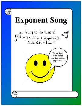 Preview of Algebra: Exponent Song - Rules for Simplifying with Exponents