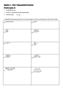 Preview of Algebra Exponent equations