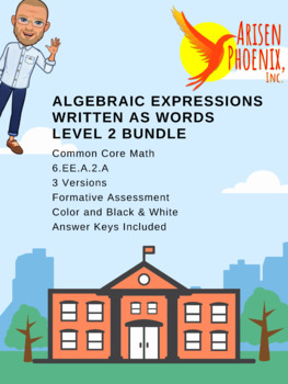 Preview of Algebra Expressions Written as Words Level 2 6eea2a Bundle