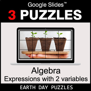 Preview of Algebra: Expressions with 2 variables - Google Slides - Earth Day Puzzles