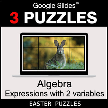 Preview of Algebra: Expressions with 2 variables - Google Slides - Easter Puzzles