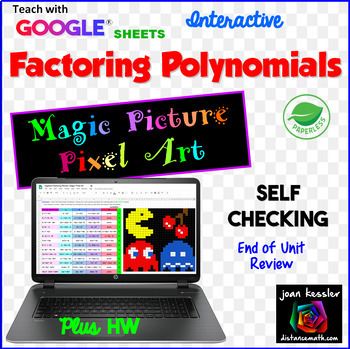 Preview of Factoring Polynomials Digital Pixel Puzzle plus Printable