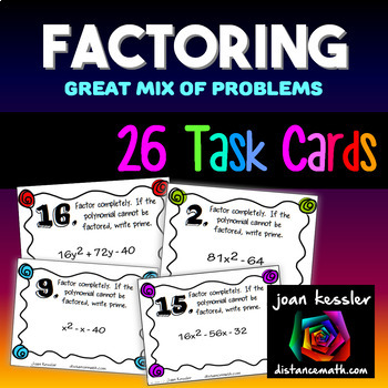 Preview of Factoring Task End of Unit Great Mix