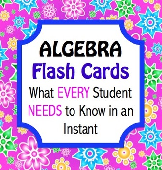 Preview of Back to School Algebra Flashcards