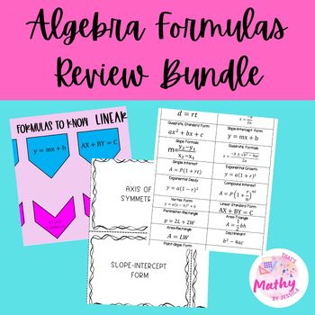 Preview of Algebra Formulas Review Bundle