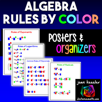 Preview of Algebra Formulas by Color Posters and Interactive Notebook Pages