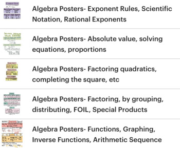 Preview of Algebra Full year posters