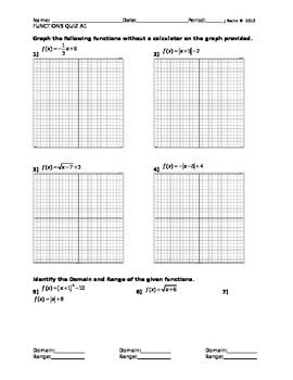 Preview of Algebra Functions Transformation Quizzes & Practice