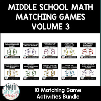 Preview of Middle School Math Matching Games Volume 3