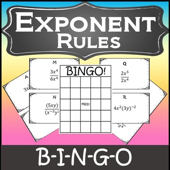 Preview of Laws of Exponents Activity {Algebra Bingo} {Algebra Games}