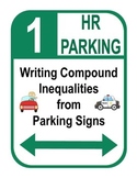 Algebra: Graphing and Writing Compound Inequalities "Parking Sign" Activity