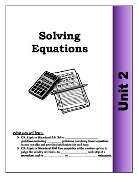 Preview of Algebra Guided Presentation Notes: Unit 2 - Solving Equations/Word Problems
