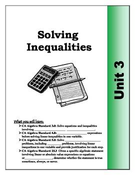 Preview of Algebra Guided Presentation Notes: Unit 3 - Solving Inequalities .