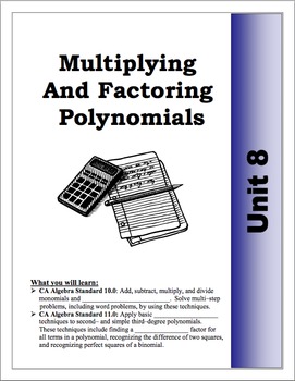 Preview of Algebra Guided Presentation Notes: Unit 8 - Multiplying & Factoring Polynomials