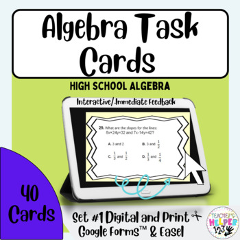 Preview of Algebra High School TX STAAR | 40 Card Collection | Task Cards | Digital Access