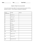 Algebra I Beginning Assessment