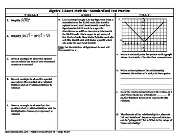 Preview of Algebra-I Board Math #8 - Standardized Test Practice