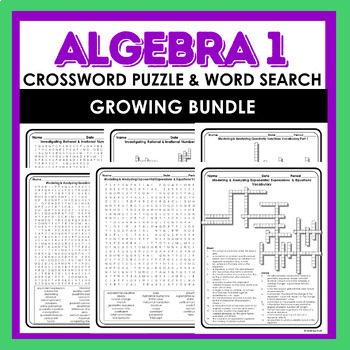 Preview of Algebra I Vocabulary Crossword Puzzle & Word Search Bundle