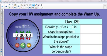 Preview of Algebra I Daily Warm Up Calendar Math with Timer - Day 136 to 180