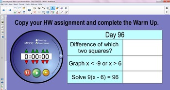 Preview of Algebra I Daily Warm Up Calendar Math with Timer - Day 91 to 135