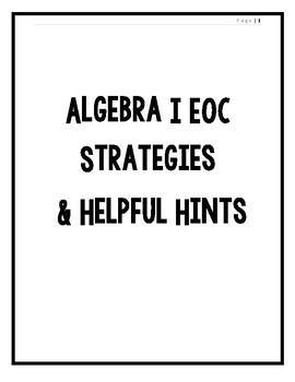 Preview of Algebra I EOC Helpful Hints and Strategies