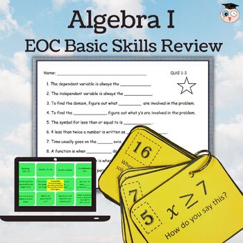 Preview of Algebra STAAR Review Task Cards and Quizzes