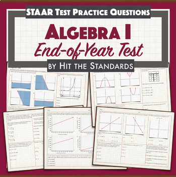 Preview of Algebra I EOC Test Standard Based Review Benchmark Pretest STAAR End of Year
