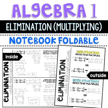 Algebra 1 Elimination With Multiplication For Systems Of Equations Foldable