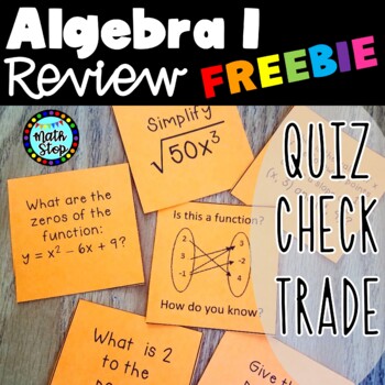 Preview of Algebra I Review QUIZ CHECK TRADE | **FREEBIE**