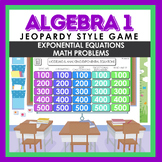 Algebra I Exponential Equations Math Problems Jeopardy Style Game