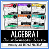 Algebra 1 First Semester - Notes, Homework, Quizzes, Tests Bundle