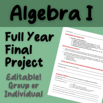 Preview of Algebra I - Full Year Final Review Project + Rubric