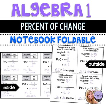 Preview of Algebra 1 - Calculating the Percent of Change Using the Formula - Foldable