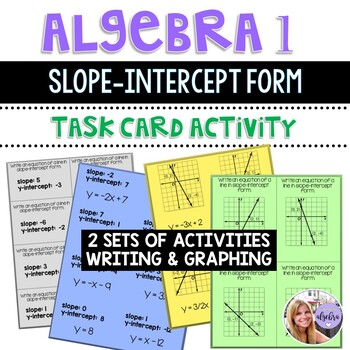 Preview of Algebra 1 - Writing & Graphing Equations in Slope-Intercept Form - 24 Task Cards