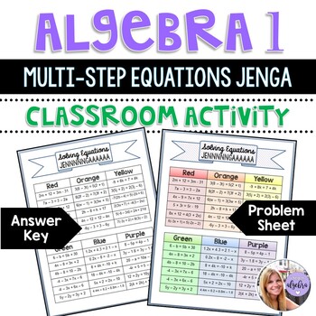 Preview of Algebra 1 - Solving Equations with Variables JENGA Game Board