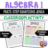 Algebra 1 - Solving Equations with Variables JENGA Game Board