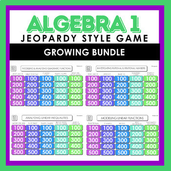 Preview of Algebra I Jeopardy Style Review Games Bundle