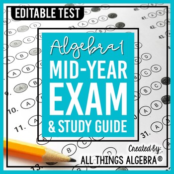 Preview of Algebra 1: First Semester Test (Midterm) and Study Guide