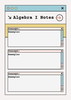 Preview of Algebra I - Note-Taking Templates