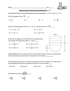 Preview of Algebra I Pennsylvania Keystone Exams Review Worksheet #1